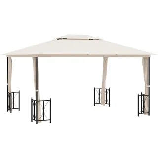 vidaXL Pavillon 4 x 3 m inkl. 4 Seitenteile Creme