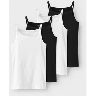 Unterhemd NAME IT "NKFSTRAP TOP 4P BLACK WHITE SOLID NOOS", Jungen, Gr. 110, 4 Stk., N-Gr, schwarz, Jersey, Obermaterial: 95% Baumwolle, 5% Elasthan, unifarben, normal, Rundhals, Unterhemden Unterhemd