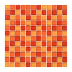 Mosaikmatte Glas Rot Orange Gelb Mix 30 cm x 30 cm