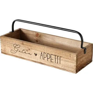 Tablett APPETIT braun schwarz L41cm Holz Metall Holzbox Küche Holzkiste Gewürze - Braun