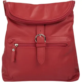Cityrucksack FORTY "FORTY Damen Rucksack echt Leder, Made in Italy", Damen, Gr. B/H/T: 28cm x 30cm x 8cm, onesize, rot, Leder, Rindsleder, leicht glänzend, unifarben, Rucksäcke Cityrucksack, echt Leder, Made in Italy