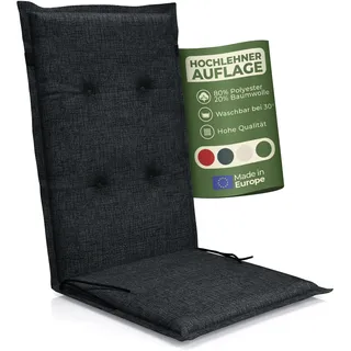 Petsation Florence Hochlehner Auflage – Gartenstuhlauflage Hochlehner mit Schaumstoff Polster, Outdoor Kissen & Stuhlkissen für Gartenstuhl, Sitzkissen Stuhl & Sitzkissen Bank, Outdoor (1, anthrazit)