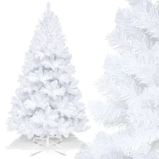 Jopassy 180 cm Tannenbaum weihnachtsbaum mit Metall Christbaum Ständer Einfache Montage für Hochzeit, Weihnachten, Schlafzimmer Weihnachts,Weiß - Weiß