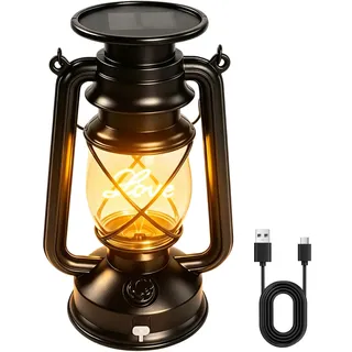 Vintage Solarlaterne für Außen, Retro Design LED Sturmleuchte Solarleuchten IP65 Wasserdicht für Gärten, Terrassen, Hochzeitsdekorationen sowie für Weihnachten, Halloween und Silvester