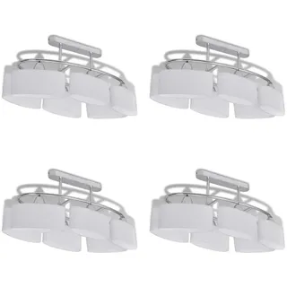 vidaXL Deckenlampe mit ellipsenförmigen Glasschirmen 4 Stk. E14 - Weiß