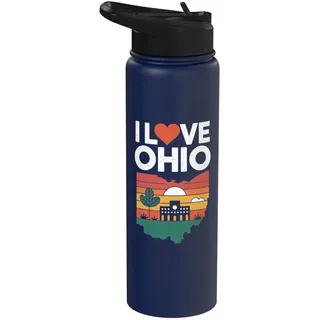 Ich liebe Ohio Retro Sunset State Pride Stainless Steel Insulated Water Bottle