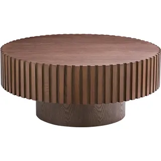 SalesFever Couchtisch rund braun Walnuss 80 x 34 cm