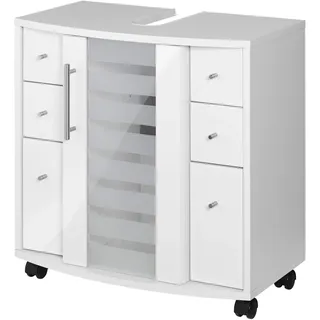 WELLTIME Waschbeckenunterschrank »Jaca« Breite 60 cm, mit hochglänzenden Fronten weiß