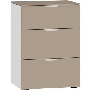 Jutzler Nachtkästchen , Weiß, Hellbraun , Metall , 3 Schubladen , 45x65x43 cm , Typenauswahl , Schlafzimmer, Nachtkästchen
