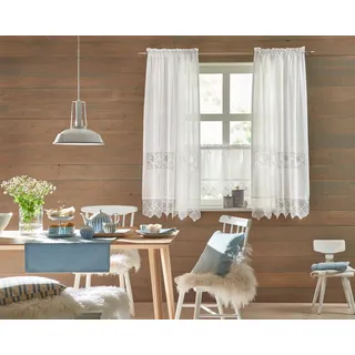 Querbehang "Dachstein" Gr. 1, weiß, B:130cm H:25cm, Baumwolle, HOSSNER - ART OF HOME DECO, Gardinen, Querbehang