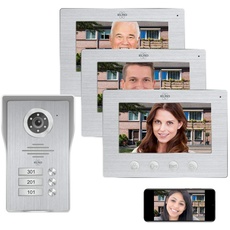 ELRO DV477IP3 WiFi IP Video Türsprechanlage-3-Familien-mit 3X 7-Zoll-Farbbildschirm-Color Night Vision-Live-Ansicht und Kommunikation via App, 3 Familien