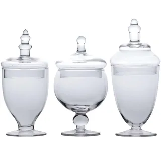 INTIRILIFE Bonbongläser mit Deckel 3er Set, Vintage Vorratsgläser aus Glas 600/640/680 ml im Viktorianischen Stil, Bonbonniere Keksglas für Süßigkeiten Kekse Candy Bar Hochzeit Küche Deko