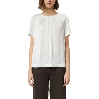 Comma Shirtbluse Sommer-Bluse mit gerafftem Kragen und Cut-out, ecru