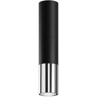 SOLLUX lighting Deckenlampe Deckenleuchte Aufbauleuchte Deckenstrahler Stahl - 1 Flammig - LED Lampe Glühbirne - Schwarz Chrom Loopez