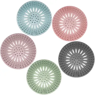 5 Stück Abflusssieb Silikon, Abflusssieb Dusche Haarfänger Haarsieb für Duschablauf, Reinigen, Anzug für Badezimmer, Badewanne und Küche (5 Farbe)