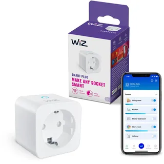 WIZ WLAN-Smart-Stecker, Typ F, 230V,50 Hz,einfache Einrichtung,Matter-zertifiziert,intelligente Steuerung, Sprachbefehle, kompatibel mit Alexa, Google Home und Apple Home,ohne Leistungsmesser,1er-Pack