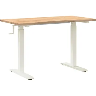 vidaXL Schreibtisch Weiß und Natur 120 x 60 cm Massivholz Eiche - Braun