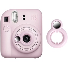 Rieibi Selfie-Spiegel für Instax Mini 12, Selbstporträt Spiegel für Fujifilm Instax Mini 12 Sofortbildkamera, Fuji Mini 12 Selfie-Objektiv-Zubehör - Rosa