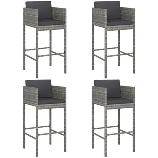 vidaXL Barhocker 4 Stk. mit Kissen Grau Poly Rattan - Grau