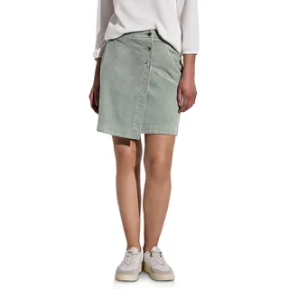 STREET ONE Damen A361683 Cordrock Im Wickel-Look, Dusty Milky Green, 46W EU