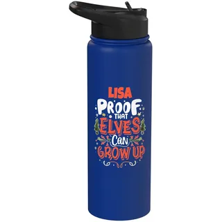 Elf Lisa Spruch Lustig Weihnachten Lisa Name Personalisiert Stainless Steel Insulated Water Bottle