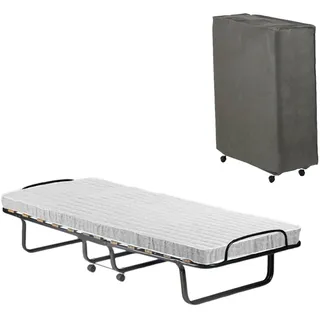 Talamo Italia - Deva-Klappbett, Feldbett mit 12 Latten, inklusive Matratze, platzsparendes Kinderbett, 100% Made in Italy, 80 x 190 x 37 cm, mit Hülle