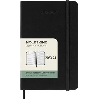 Moleskine Wochenplaner 2023-2024,18-Monate-Kalender, Akademischer Terminkalender, Hardcover-Wochenplaner, Taschenformat 9 x 14 cm, Farbe: Schwarz