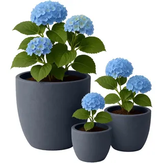 CLP Pflanzkübel 3er Set Anthrazit , Kunststoff , 43 cm , Dekoration, Blumen & Blumentöpfe, Übertöpfe