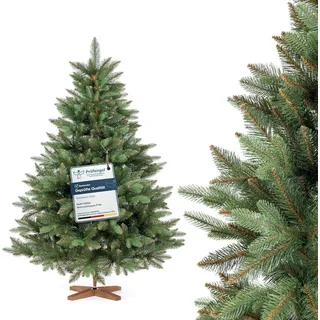 FAIRYTREES Weihnachtsbaum künstlich, Nordmanntanne Premium 150 cm, Naturgetreue Spritzguss Elemente,  EU