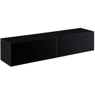 [en.casa] Evaton Hängelowboard 140x30x33 cm Schwarz Hochglanz Spanplatte