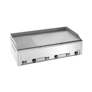 Bartscher Griddleplatte GDP 980E-GR, Griddleplatte mit gerillter und glatter Bratfläche für perfekt gegartes Grillgut, 1 Stück