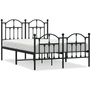 vidaXL Bettgestell, Bettrahmen mit Kopfteil Fußteil, Metallbett Bett mit Lattenrost, Doppelbett Gästebett Schlafzimmer, Metall Schwarz 120x200cm