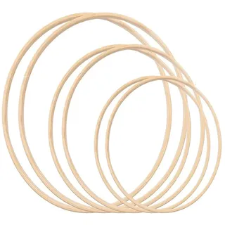 Traumfänger Ringe Set, Kranz Ringe 6 Stück 3 Größen Holz Bambus Blumenkranz Makramee Craft Hoop Ringe für DIY Traumfänger, Hochzeitskranz Dekor und Wandbehang Handwerk (10/12/15 CM)
