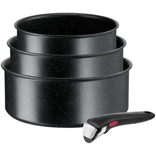 Tefal Ingenio Black Stone Topf-Set 4-tlg. 3 x Stielkasserolle + 1 x abnehmbarer Griff