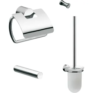 EMCO Badaccessoire-Set »Emco Rondo2«, (Set, 4 tlg.), bestehend aus Toilettenpapierhalter, Toiletten-Ersatzrollenhalter, Haken, und WC-Garnitur