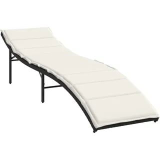 vidaXL Sonnenliege mit Kissen Schwarz 55x199x50 cm Poly Rattan - Schwarz