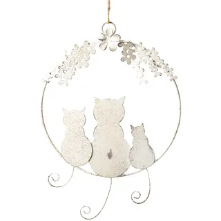 Katzen-Dekokranz: Türkranz Katzenfiguren, Deko Metallkranz, Anhänger Katze Tür, Wand & Fenster, Metallanhänger Innen, Geschenke für Katzenfans, Fensterdeko Figuren, Katzenskulptur Creme Beige, Ø 20 cm