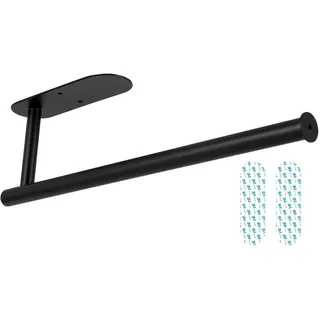 Zuvo Küchenrollenhalter Unter Schrank und Wandmontage | Edelstahl Küchenzubehör | Klebepad- oder Schraubmontage | Rostfrei und Stabil | 33,5 cm, Schwarz