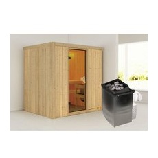 KARIBU Sauna »Kothla«, inkl. 9 kW Saunaofen mit integrierter Steuerung, für 3 Personen - beige