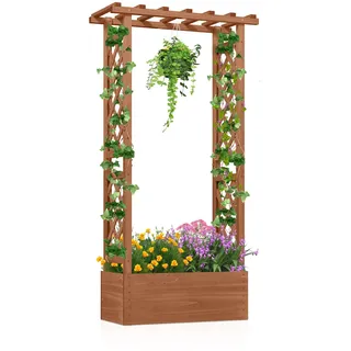 Fantask Blumenkasten mit Rankhilfe 66 x 32 x 152 cm Braun