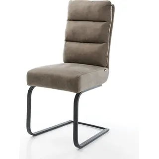 DELIFE Freischwinger Pela-Flex Mikrofaser Taupe Vintage Freischwinger flach Schwarz Taschenfederkern - Beige, Taupe, Schwarz