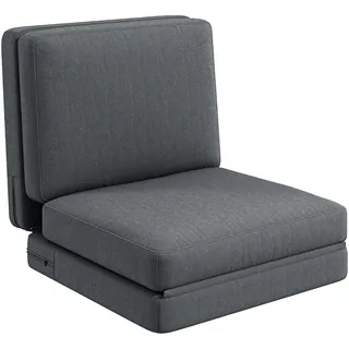 HOMCOM Bodensofa 3-in-1 Klappbar 240 kg Belastbar Sofabett Dunkelgrau | Schlafsofa mit Samtoptik, Gepolstert, für Schlafzimmer, Wohnzimmer