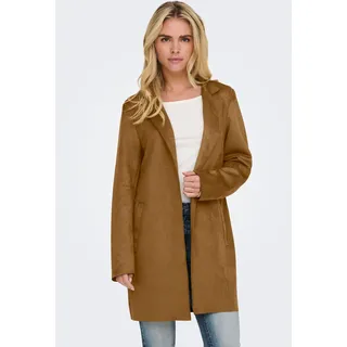 Kurzmantel ONLY "ONLSOHO FAUX SUEDE COATIGAN CC OTW", Damen, Gr. L, cognac, Web, Obermaterial: 92% Polyester, 8% Elasthan, unifarben, figurbetont ca. Mitte Oberschenkel, Mäntel Kurzmantel