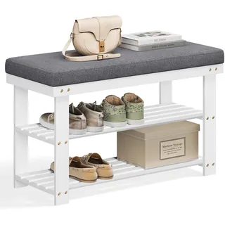 Songmics Schuhbank 71 x 29 x 49 cm weiß und grau / grau