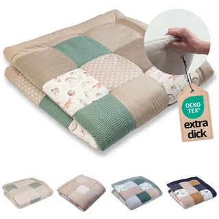 ULLENBOOM Krabbeldecke für Baby 140x140 cm - Dick und weich gepolstert | Außenmaterial: 100% Baumwolle, Alle Materialien OEKO-TEX zertifiziert, Made in EU, Schadstoffgeprüft und waschbar