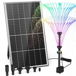 AMZtime 20W Aufgerüsteter Solar Springbrunnen für Außen mit 4000mAh Akku