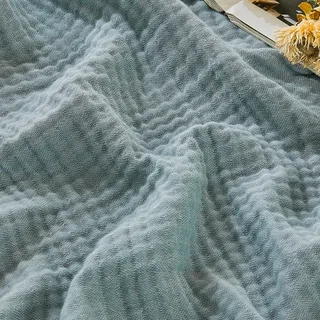 EMME Musselin Tagesdecke 274x230 cm – 4-Lagen Melange-Gewebe, Oeko-TEX 100, 100% Baumwolle, Extra Große & Kuschelweiche Decke für Sofa und Bett,Melange Türkis