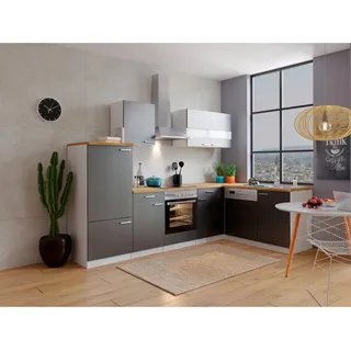 Winkelküche Hamm 280 x 172 cm L-Form E-Geräte grau/weiß