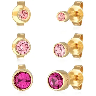 Elli Creolen-Set »Ohrringe Stecker Set Kristalle Rosa 925 Silber« Elli Pink