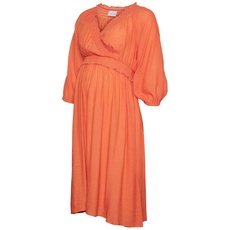 MAMALICIOUS Damen Mlpeace Tess 3/4 Woven Uk Dress 2f Kleid, Mandarin Orange, L EU